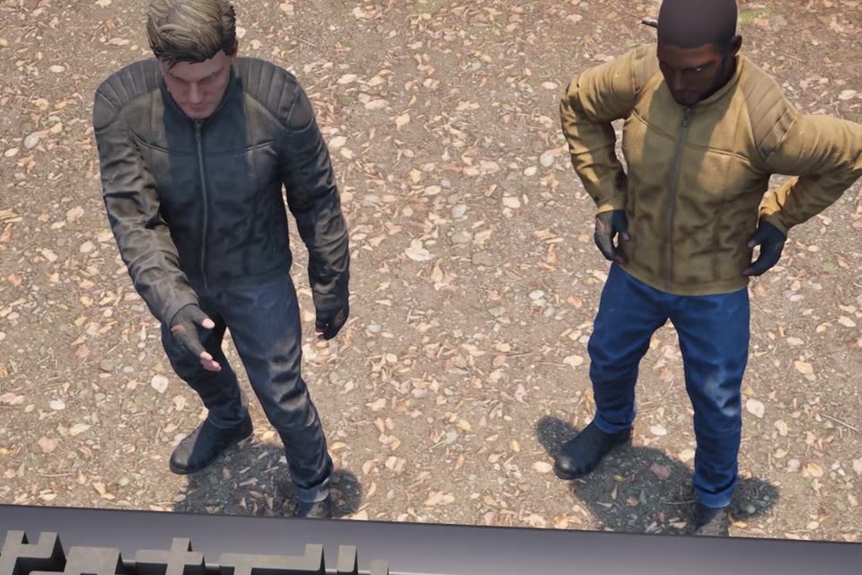 Two players standing at the edge of the map table
